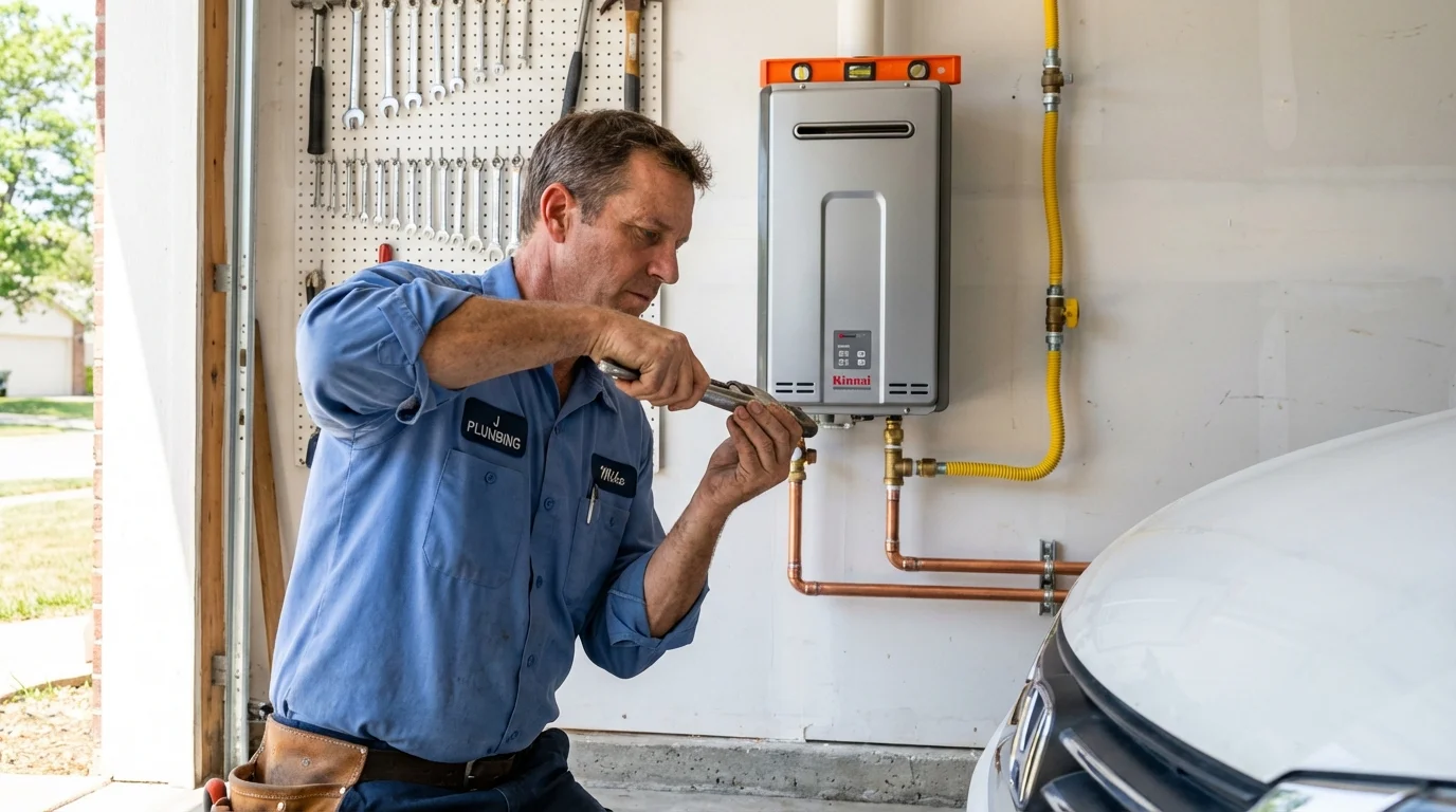 Tankless water heater installation by a Johns Plumbing LLC plumber in San Angelo